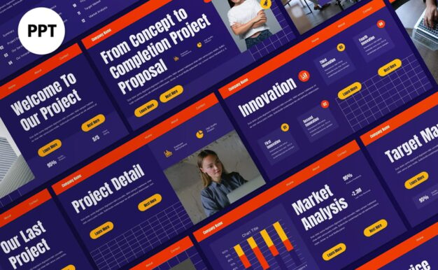 紫色现代业务提议PPT模板 (PPT,PPTX)