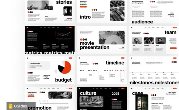 电影电影院介绍PPT模板 (PPTX)