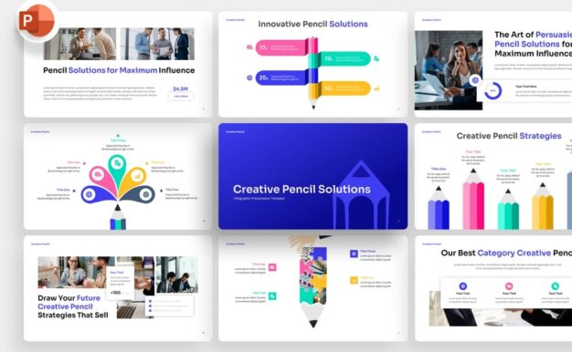 创意铅笔解决方案演示PPT模板 (PPTX)