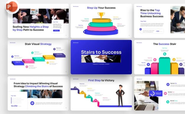 通往成功的阶梯介绍PPT模板 (PPTX)