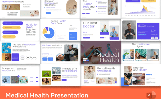 医疗健康PPT模板 (PPTX)