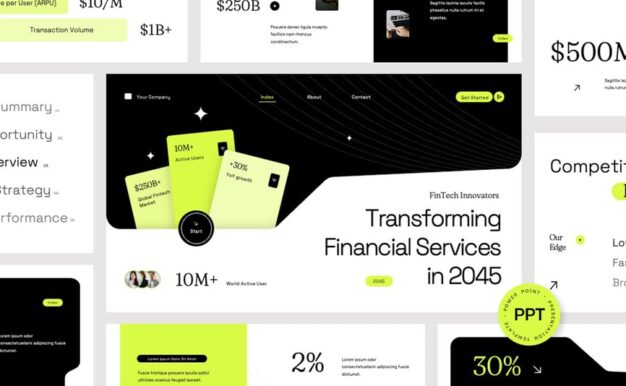 交互式金融技术PPT模板 (PPTX)