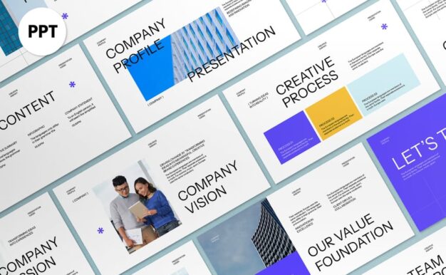 白色紫色公司资料PPT模板 (PPT,PPTX)