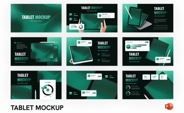 平板电脑模型PPT模板 (PPTX)