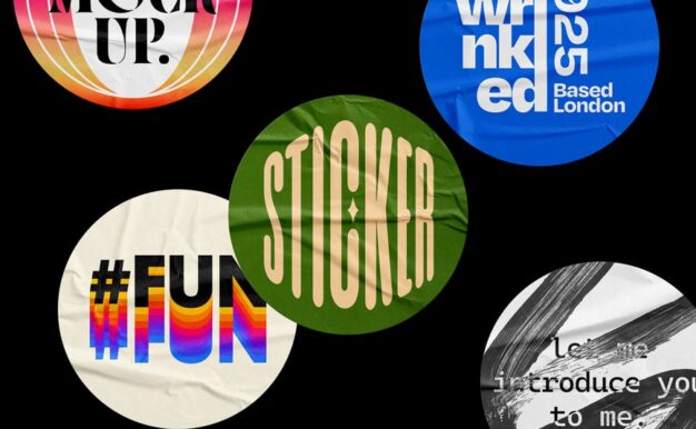 皱巴巴的贴纸模型