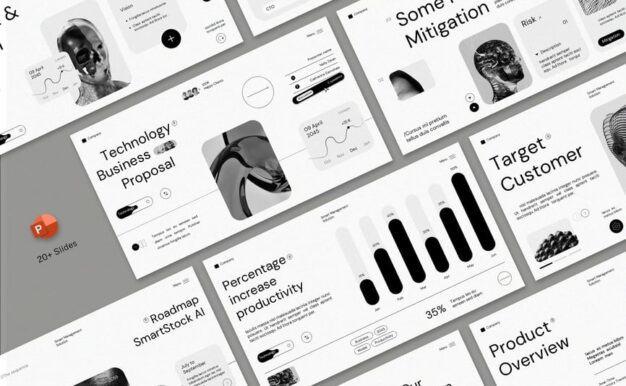 白色现代技术业务建议PPT模板 (PPT,PPTX)