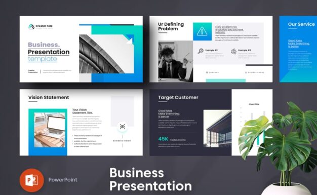 创意企业彩色PPT模板 (PPTX)