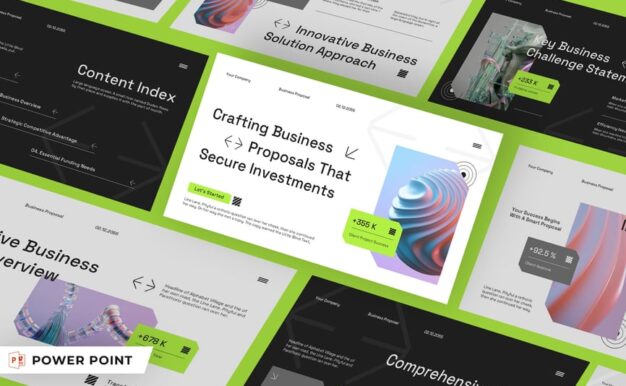 白绿色现代业务建议PPT模板 (PPT,PPTX)