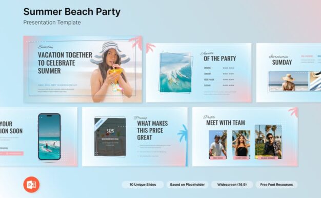 夏季海滩派对模板PPT模板 (PPTX)