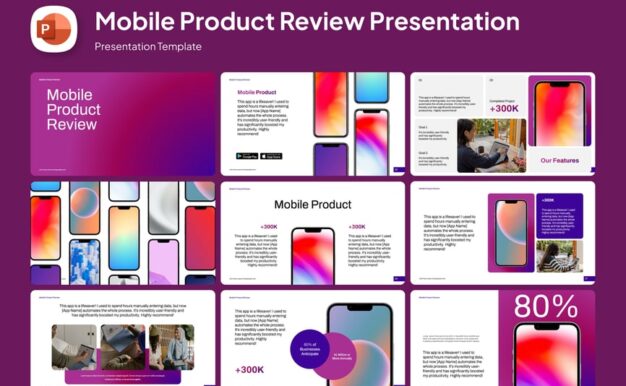 移动产品评论PPT模板 (PPTX)