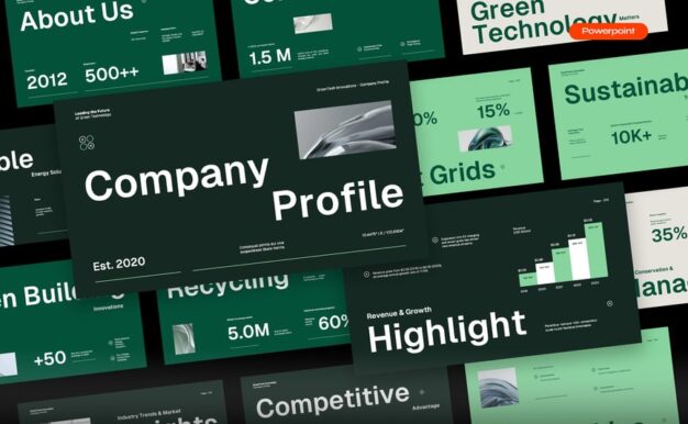 绿色白色奶油极简主义公司资料PPT模板 (PPTX,PPT)