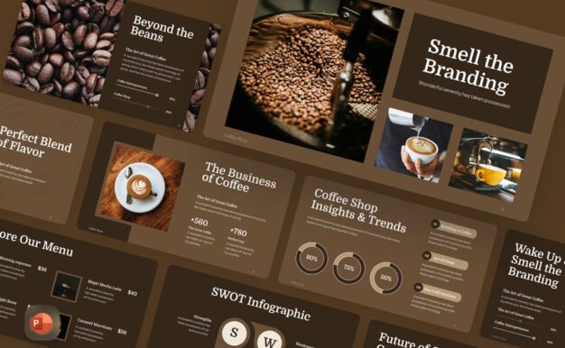 咖啡馆PPT模板 (PPTX)