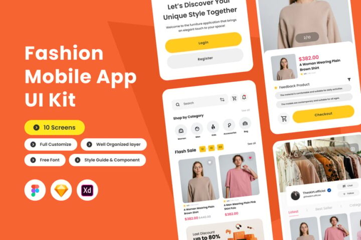 Floe – 充满活力的时尚应用 UI/UX 设计 – 蜜芽设计 – 优质平面设计资源素材免费下载
