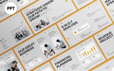 白色黄色现代商业计划PPT模板 (PPT,PPTX)