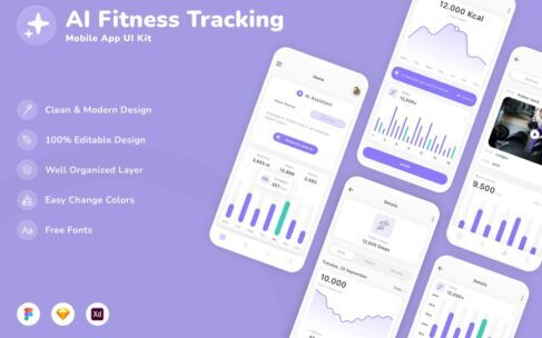AI健身追踪移动应用UI套件