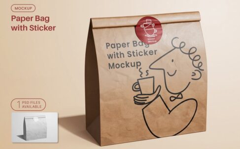 带标签的纸袋模型