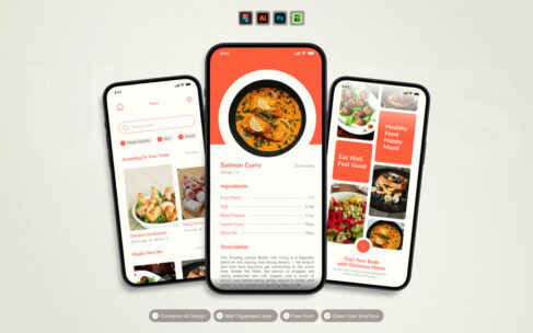 食谱美食 – 移动应用 UI 套件