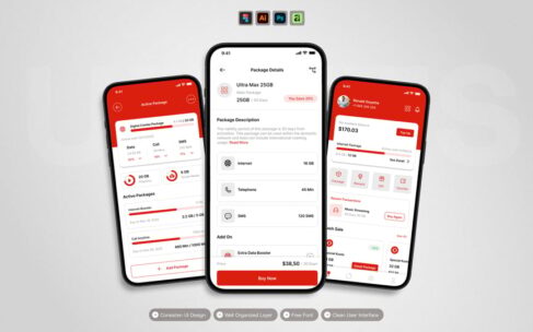 互联网服务提供商 – 移动应用 UI 套件