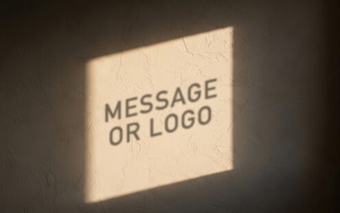 墙上的信息标志阴影模型