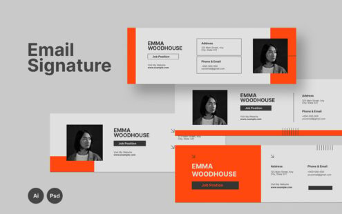 橙色现代个人电子邮件签名