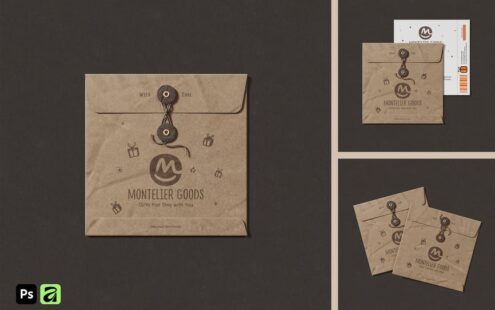 方形牛皮纸绳封信封样机