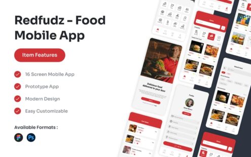 Redfudz – 食品移动应用 UI 套件