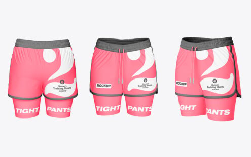 女士运动短裤搭配紧身裤层样机