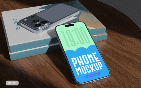 书堆上的手机模型