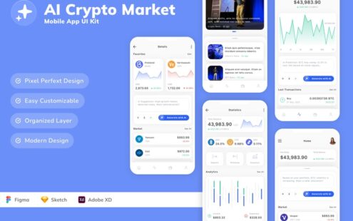 AI 加密货币市场移动应用 UI 套件