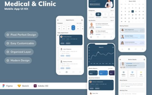 医疗诊所移动应用 UI 套件