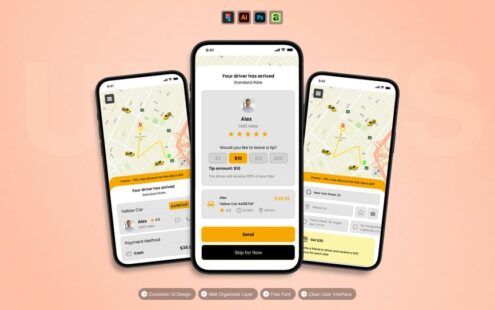 Taxi Online – 移动应用 UI 套件