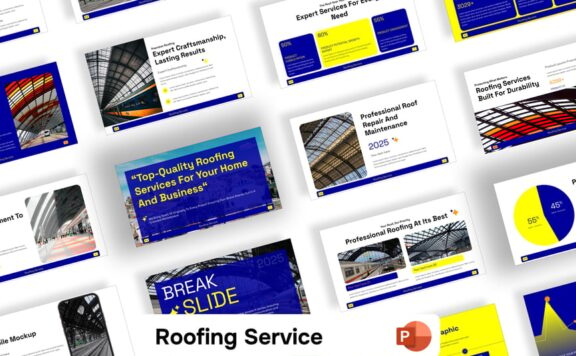 屋顶服务PPT模板 (PPTX)
