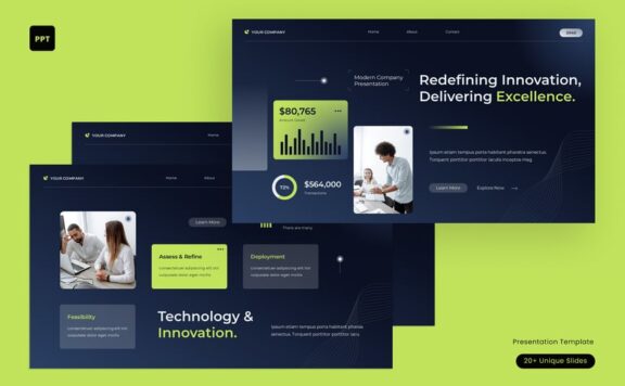 蓝色渐变UI UX UX现代公司资料PPT模板 (PPT,PPTX)