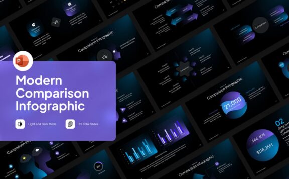 现代比较信息图PPT模板 (PPTX)