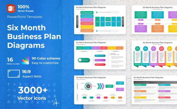 六个月的商业计划图PPT模板 (PPTX)