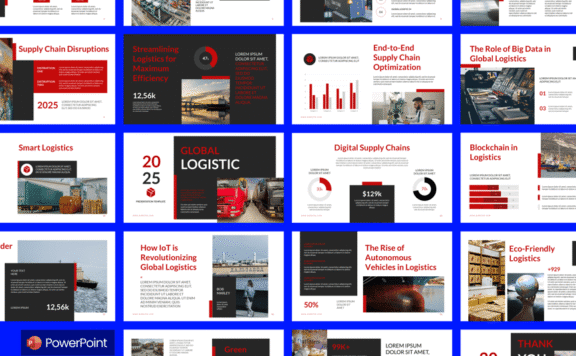 全球货物物流PPT模板 (PPTX)