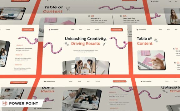 粉红色橙色创意广告代理公司资料PPT模板 (PPTX,PPT)