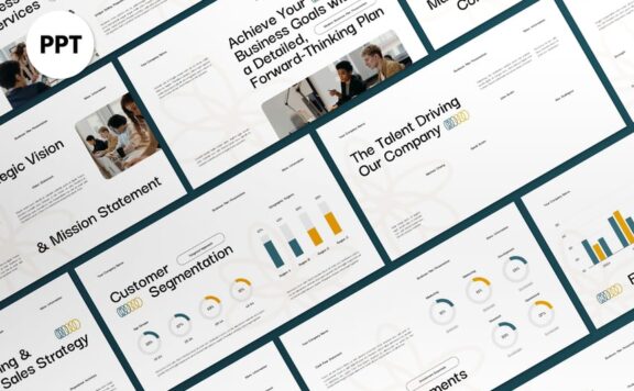 奶油黄色现代商业计划PPT模板 (PPT,PPTX)