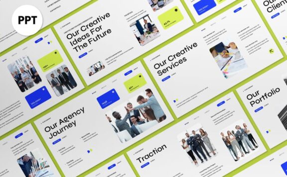 绿色蓝色现代商业策略PPT模板 (PPT,PPTX)