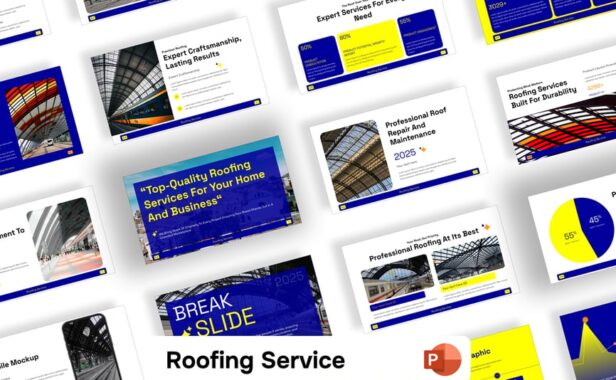 屋顶服务PPT模板 (PPTX)