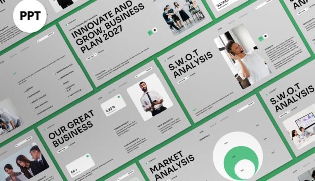 绿色现代商业计划PPT模板 (PPT,PPTX)