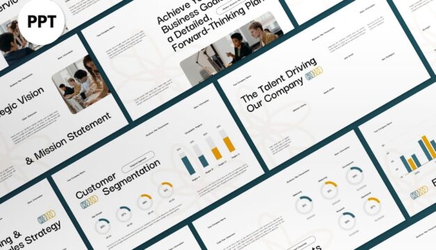 奶油黄色现代商业计划PPT模板 (PPT,PPTX)