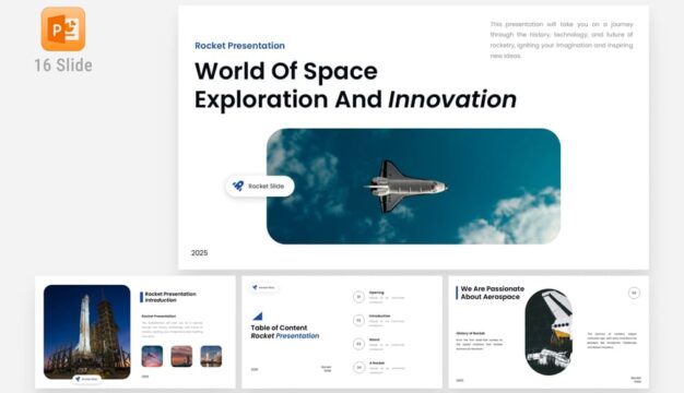 白色蓝色现代空间探索演示PPT模板 (PPTX)