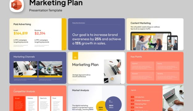 营销计划PPT模板 (PPTX)