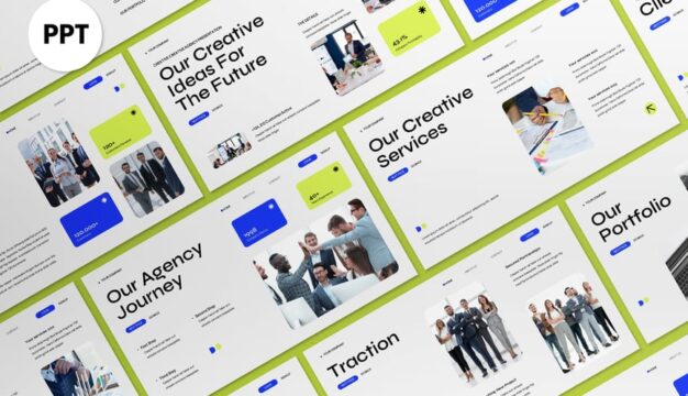 绿色蓝色现代商业策略PPT模板 (PPT,PPTX)