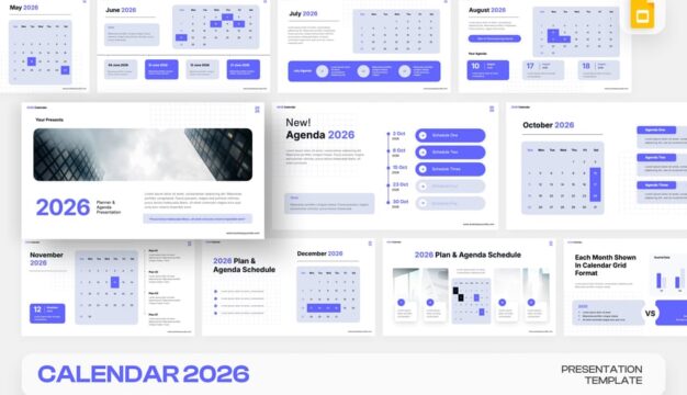 2026 年日历 Google 幻灯片