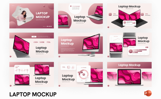 笔记本电脑模型样机PPT模板 (PPTX)