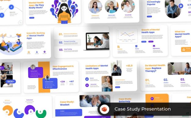 蓝色紫色案例研究PPT模板 (PPT,PPTX)