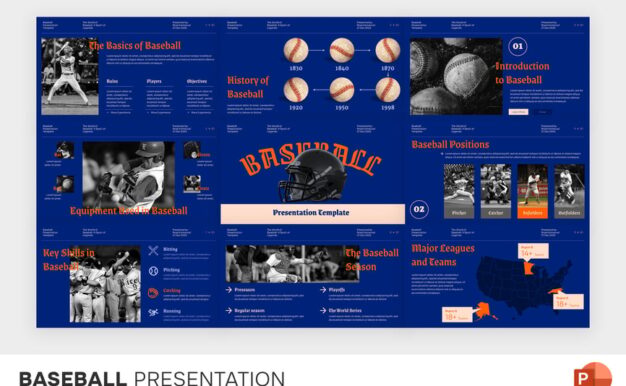 棒球运动比赛PPT模板 (PPTX)