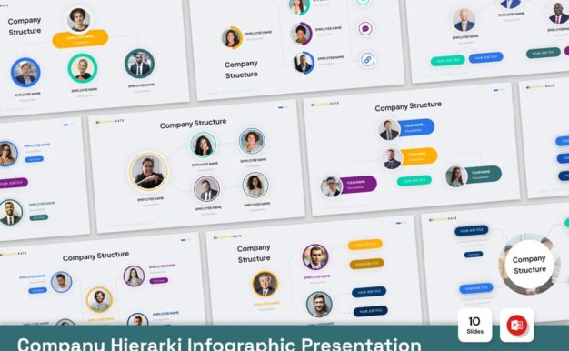 公司层次结构信息图PPT模板 (PPT,PPTX)
